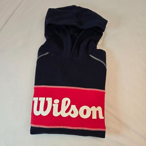 WILSON Kids' Classic Colorblock Fleece Hoodie Sz: L Navy/Red/White - Picture 6 of 12